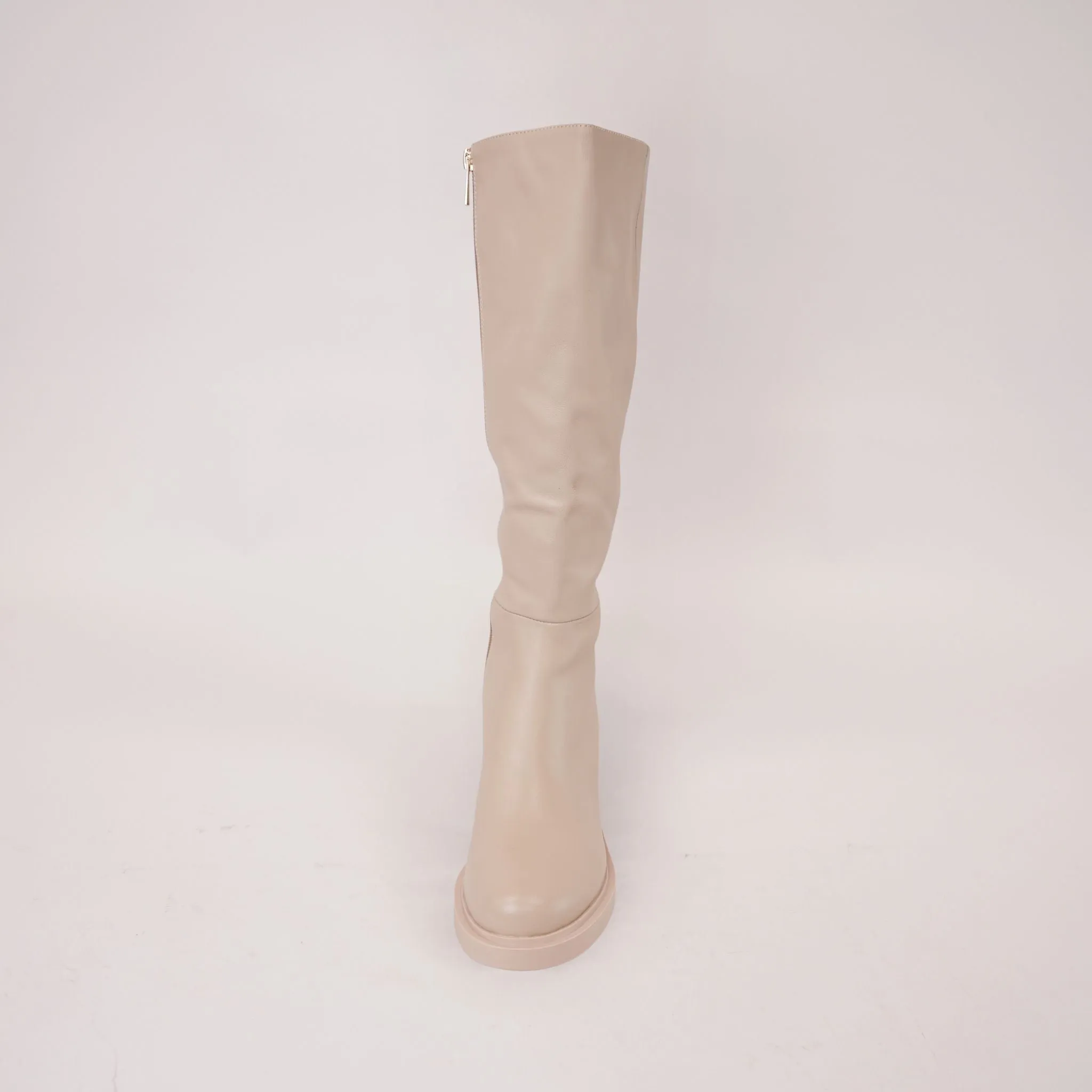 Arnast Nude Leather Knee High Boots