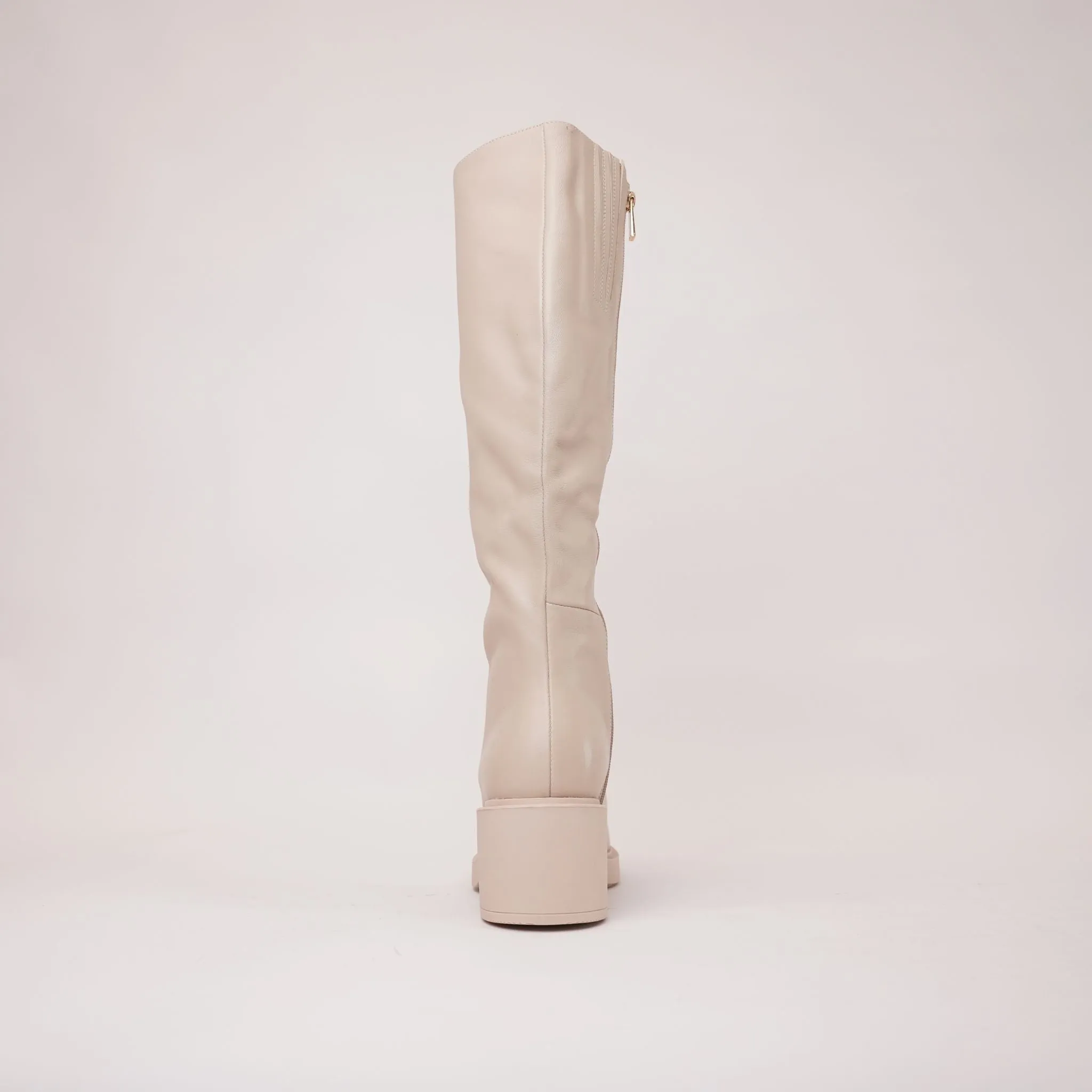 Arnast Nude Leather Knee High Boots