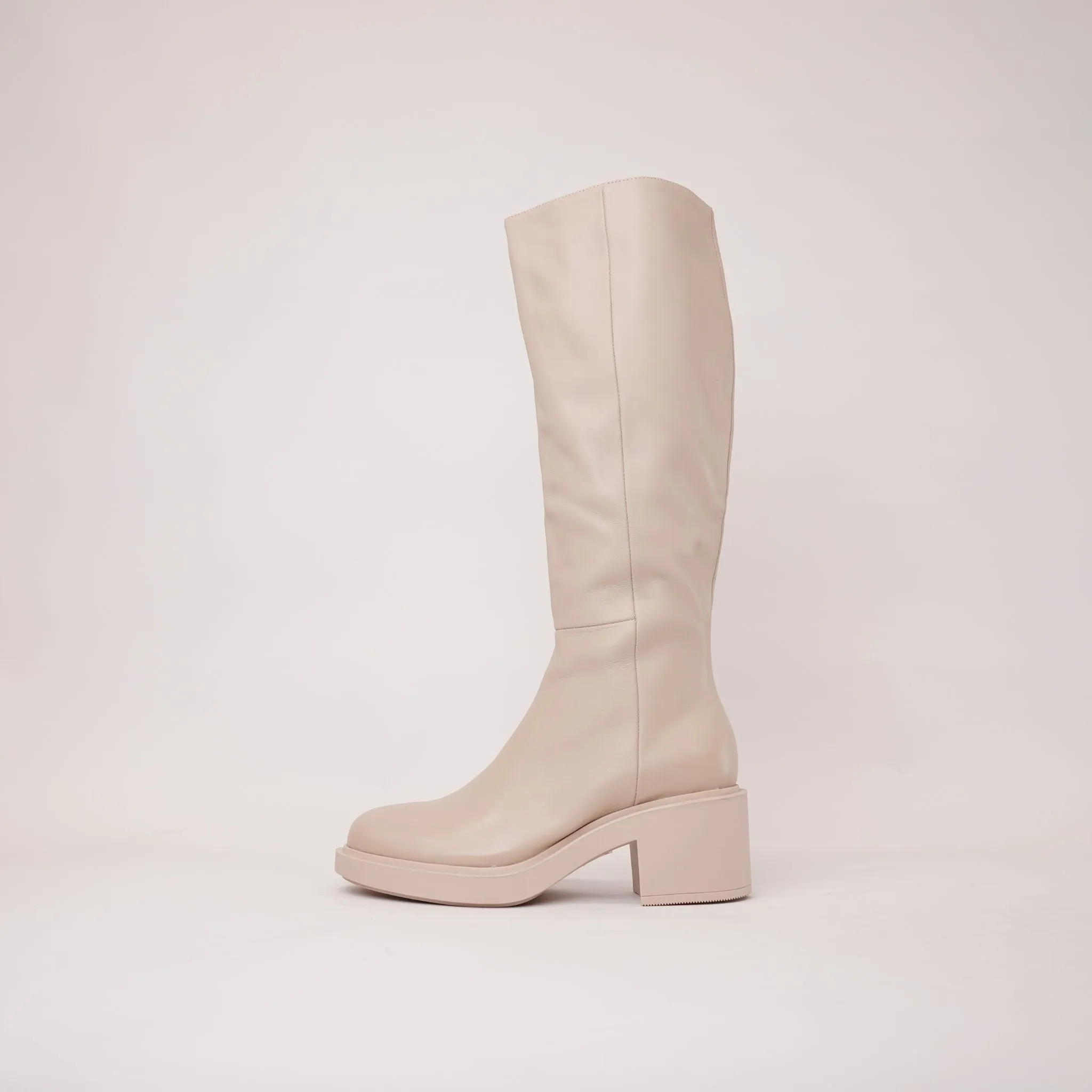 Arnast Nude Leather Knee High Boots