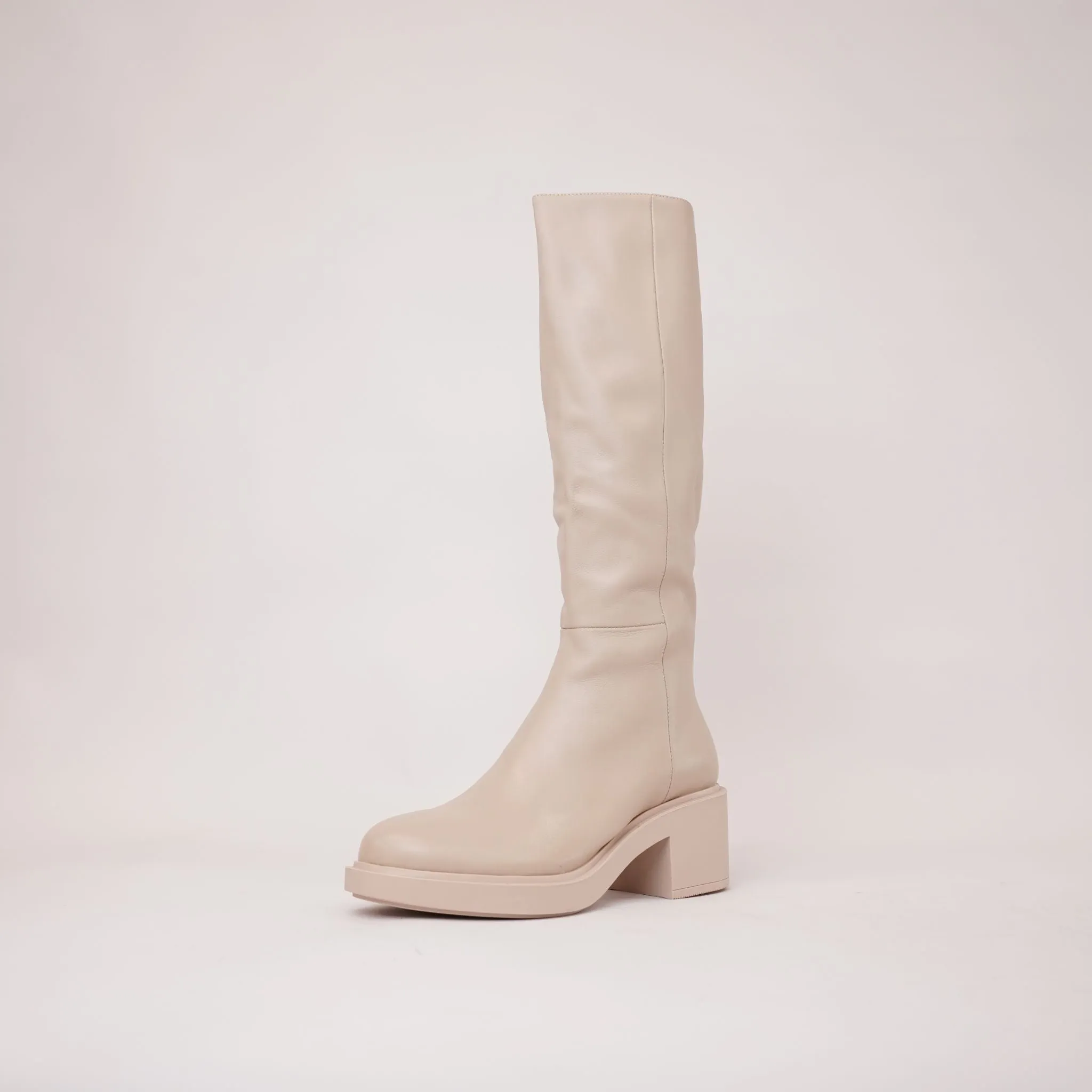 Arnast Nude Leather Knee High Boots