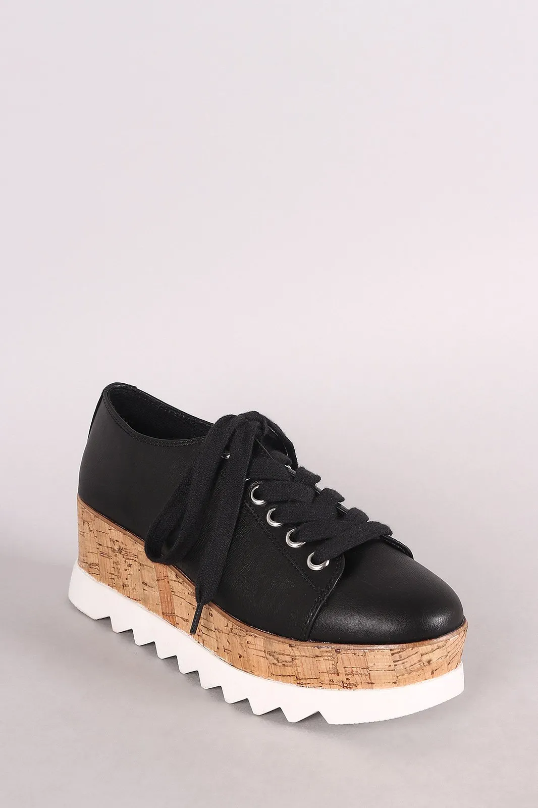 Bamboo Lug Sole Lace Up Oxford Platform Wedge