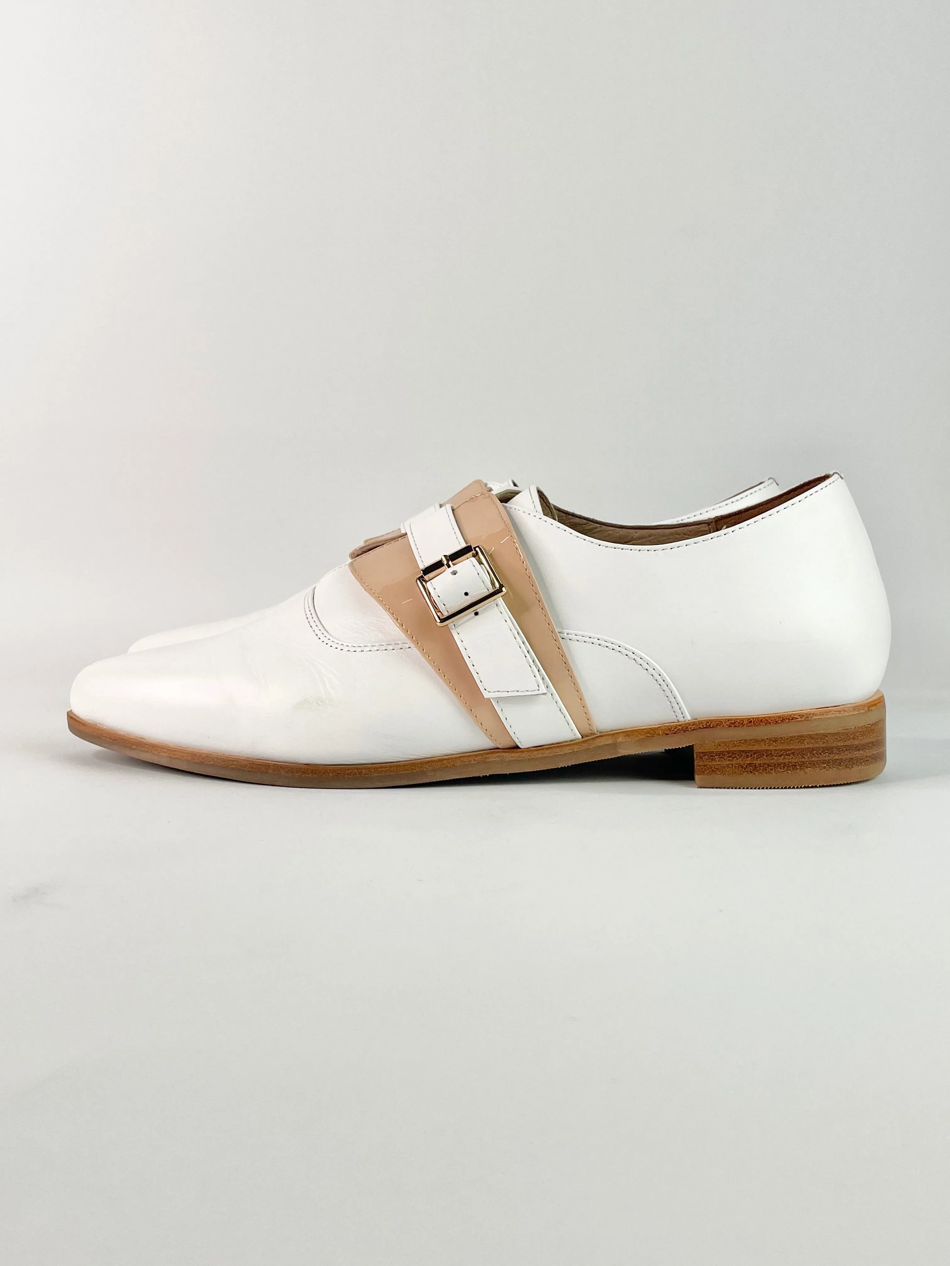 Bared White Leather Silvereye Brogues - EU42