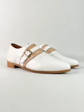 Bared White Leather Silvereye Brogues - EU42