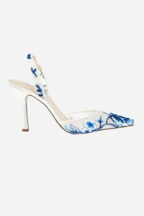 Betsy Johnson Patch Heel in Blue Floral