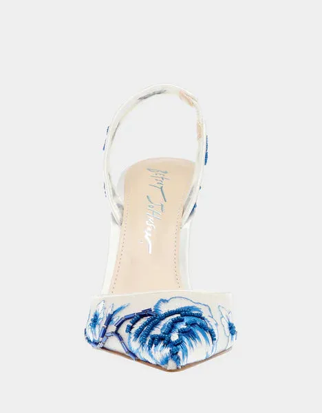 Betsy Johnson Patch Heel in Blue Floral