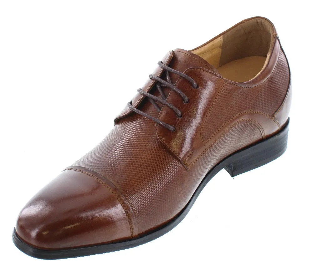 CALTO Brown Leather Dress Shoes - Three Inches - Y40201