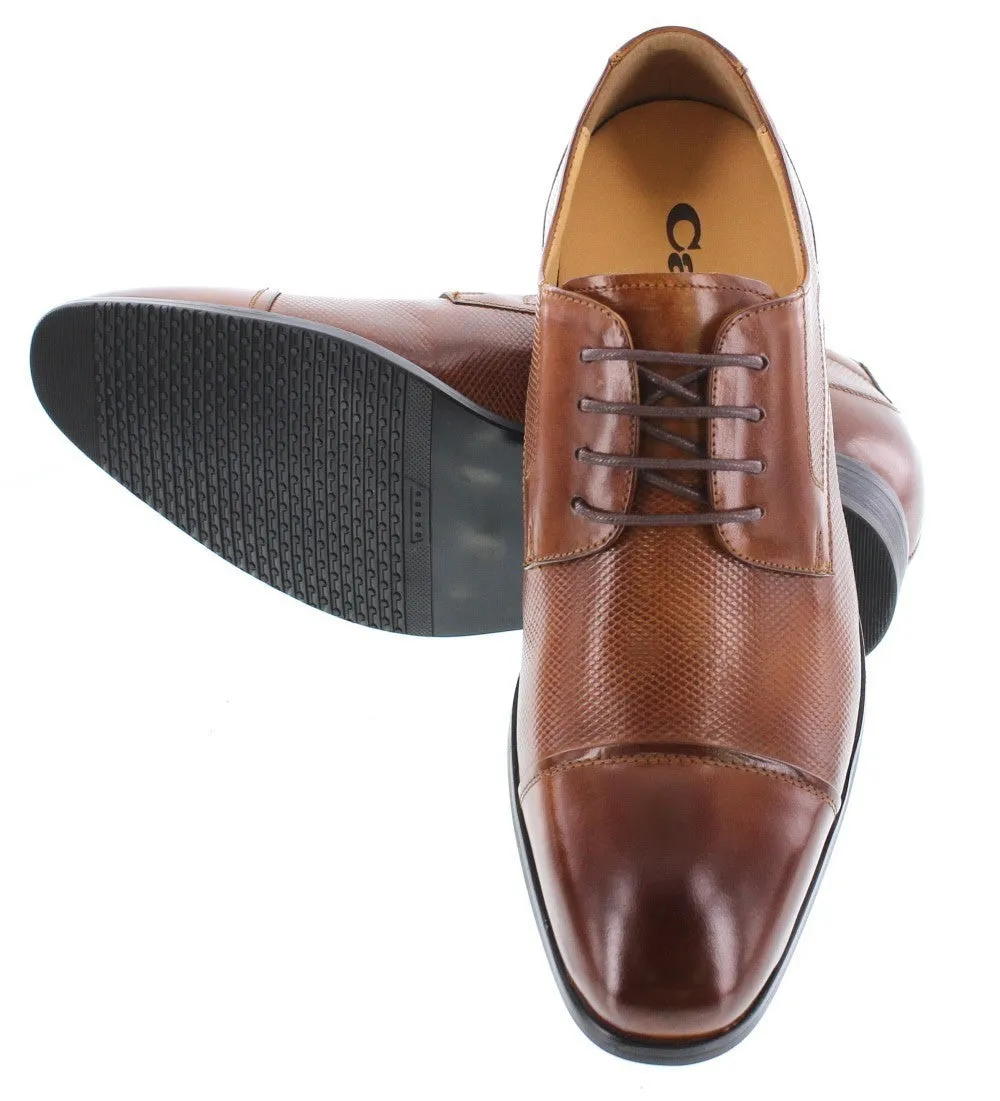 CALTO Brown Leather Dress Shoes - Three Inches - Y40201