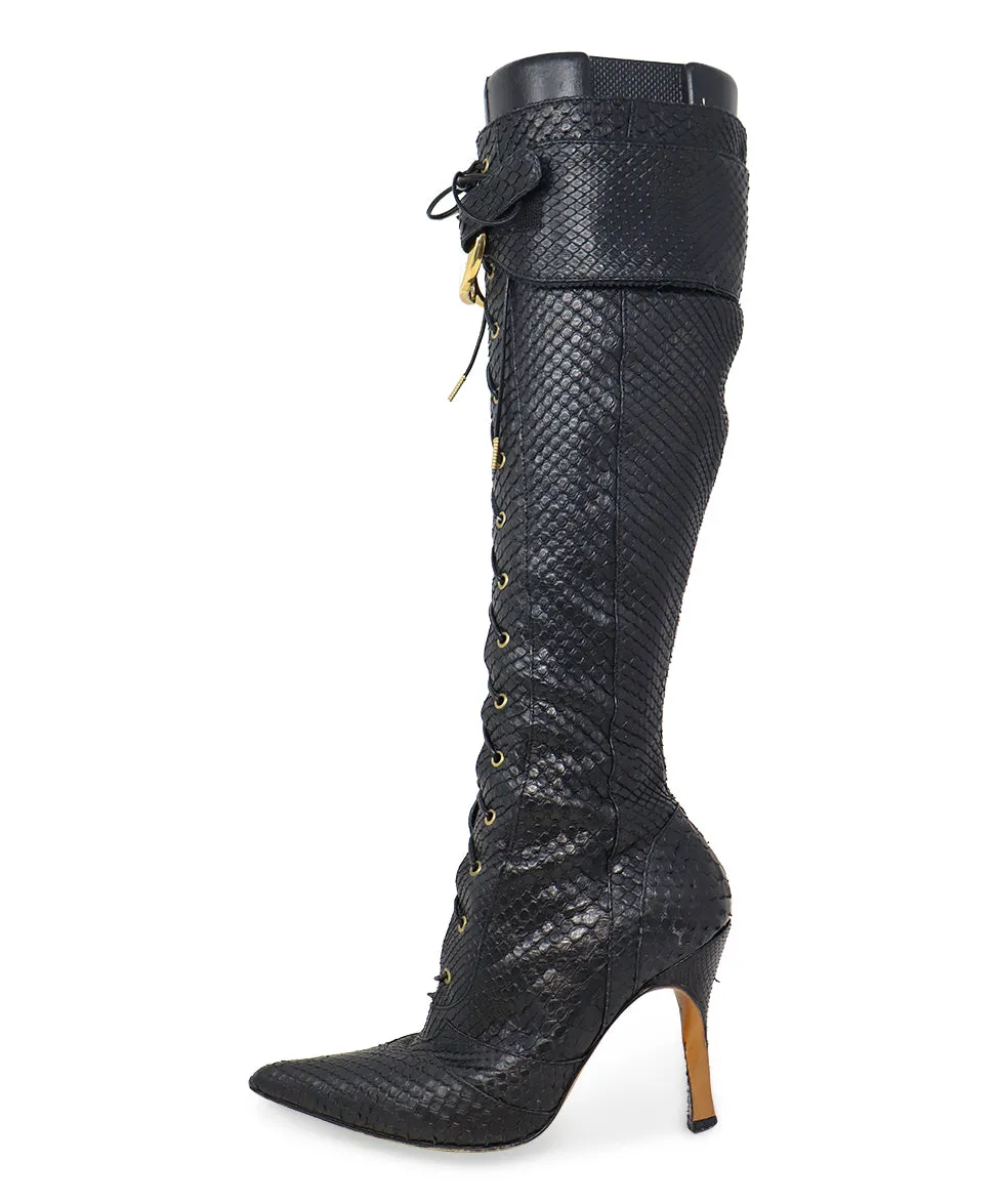 Christian Dior Black Snake Skin Boots sz 5.5