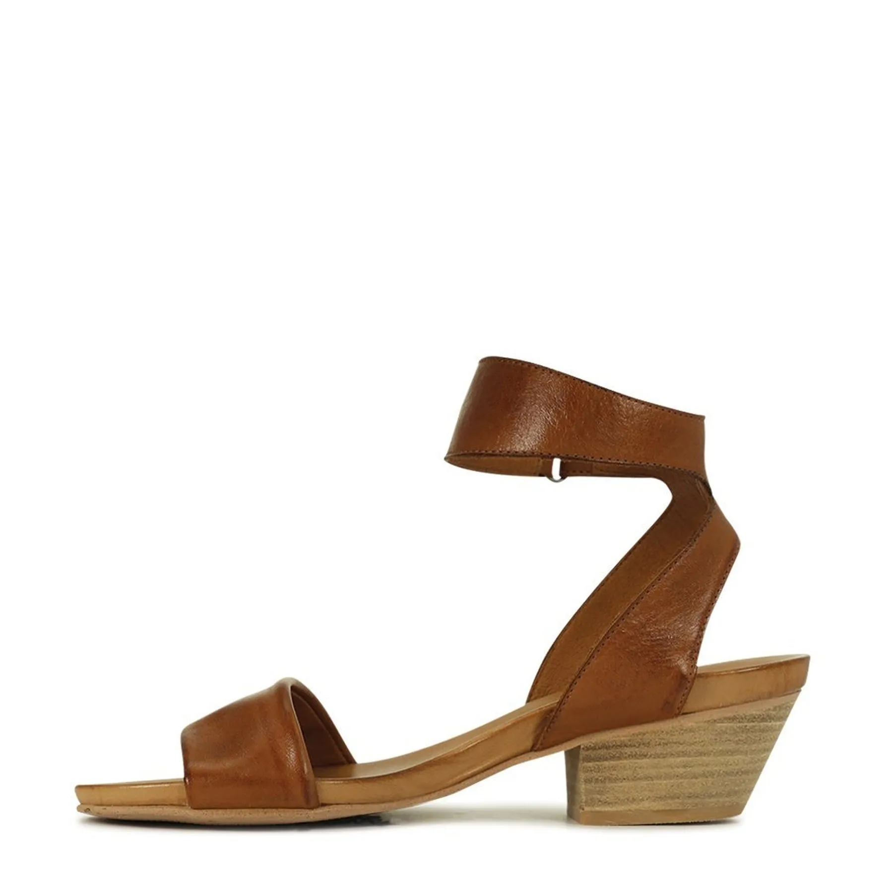 CUBO LEATHER WOODEN STACK HEEL SANDALS