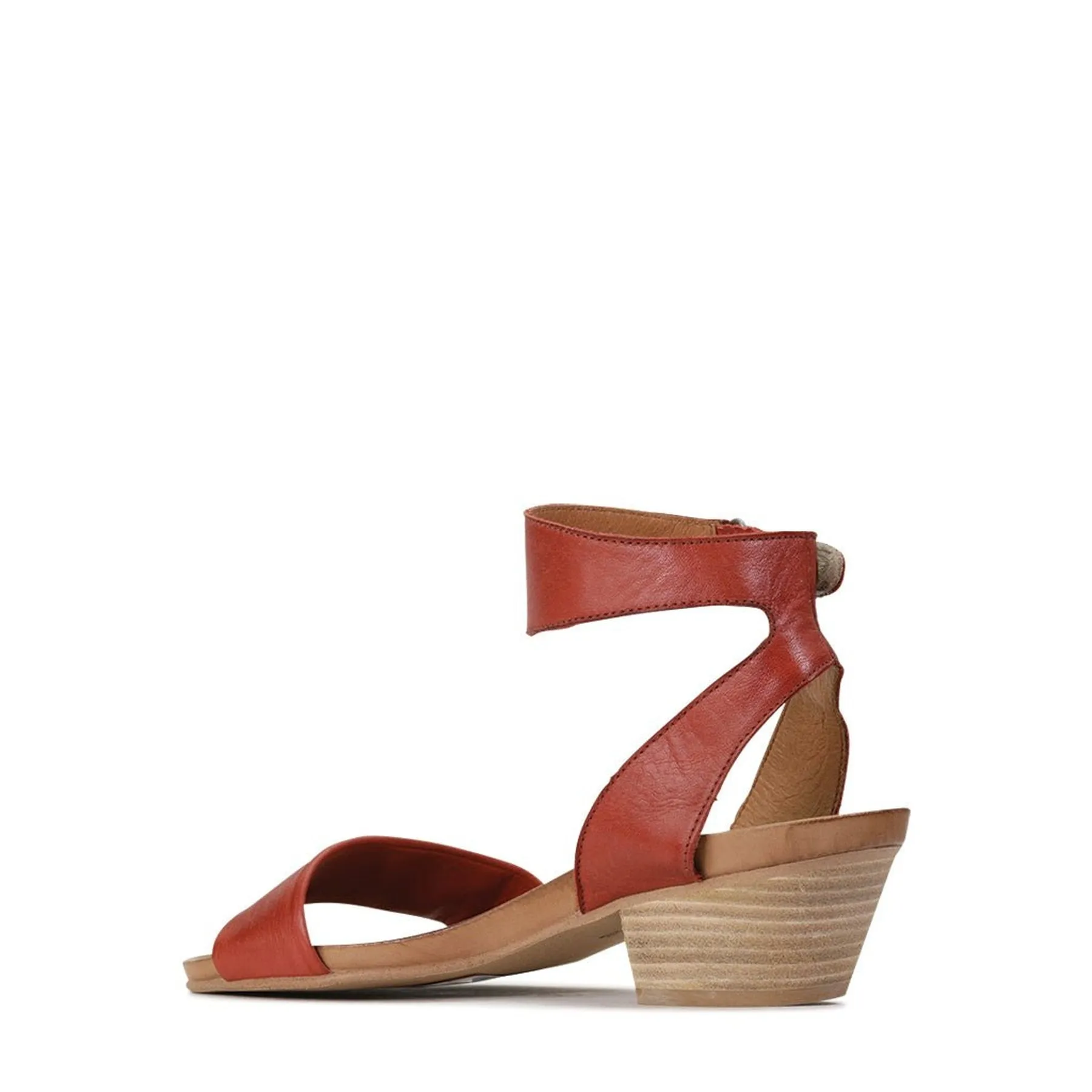 CUBO LEATHER WOODEN STACK HEEL SANDALS