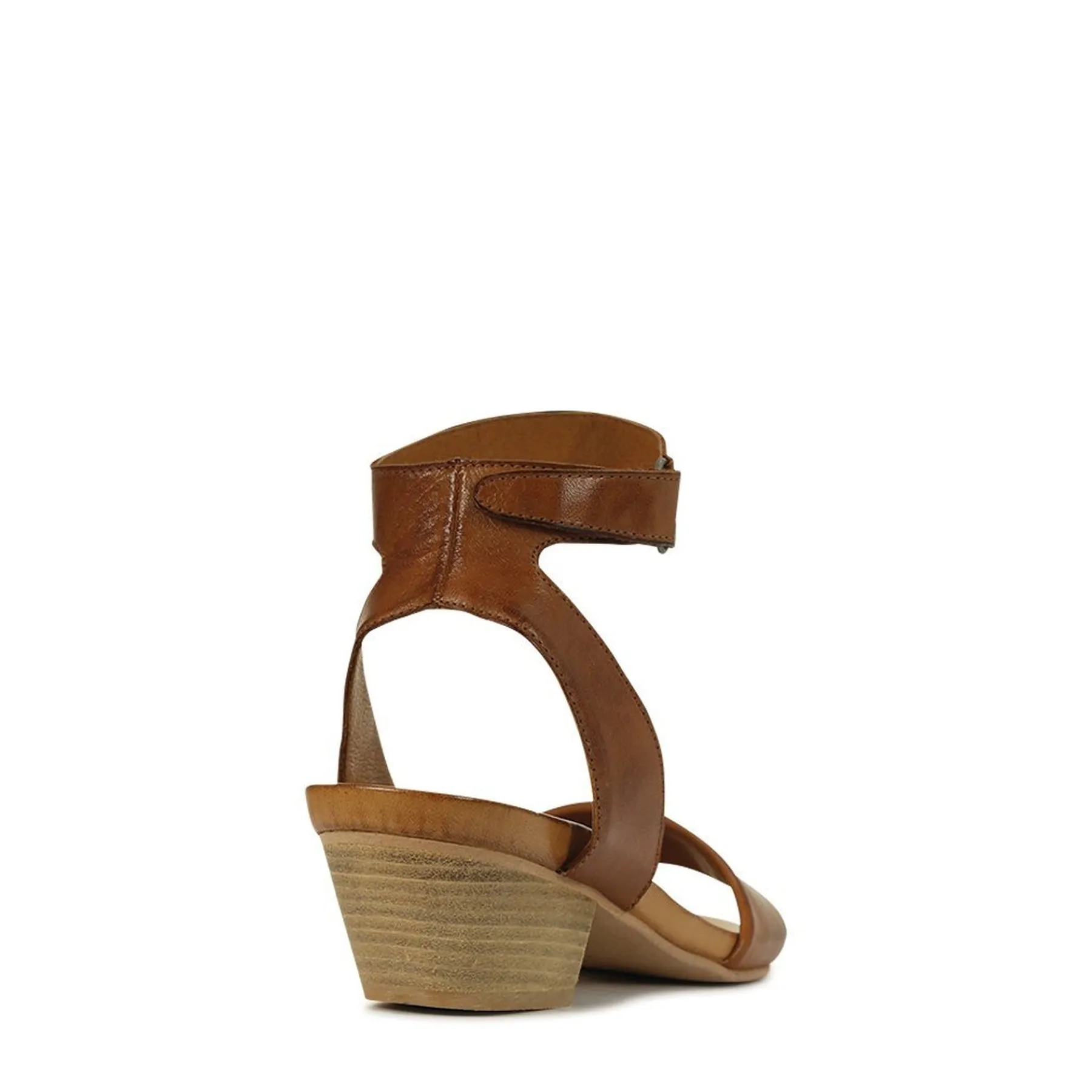 CUBO LEATHER WOODEN STACK HEEL SANDALS