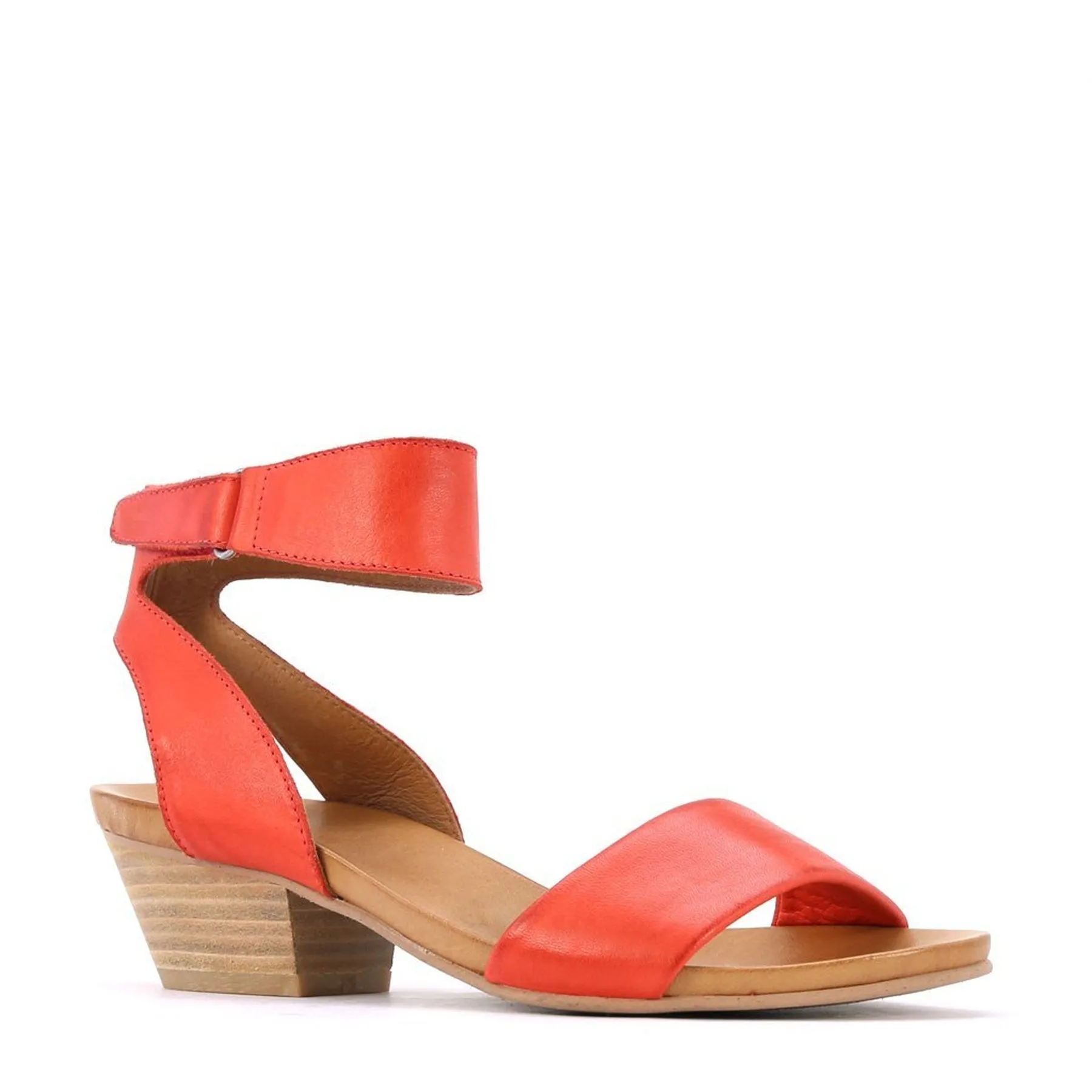 CUBO LEATHER WOODEN STACK HEEL SANDALS