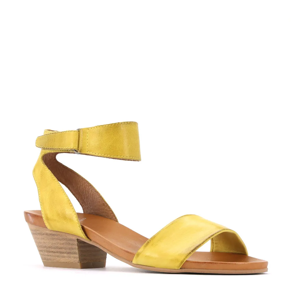 CUBO LEATHER WOODEN STACK HEEL SANDALS