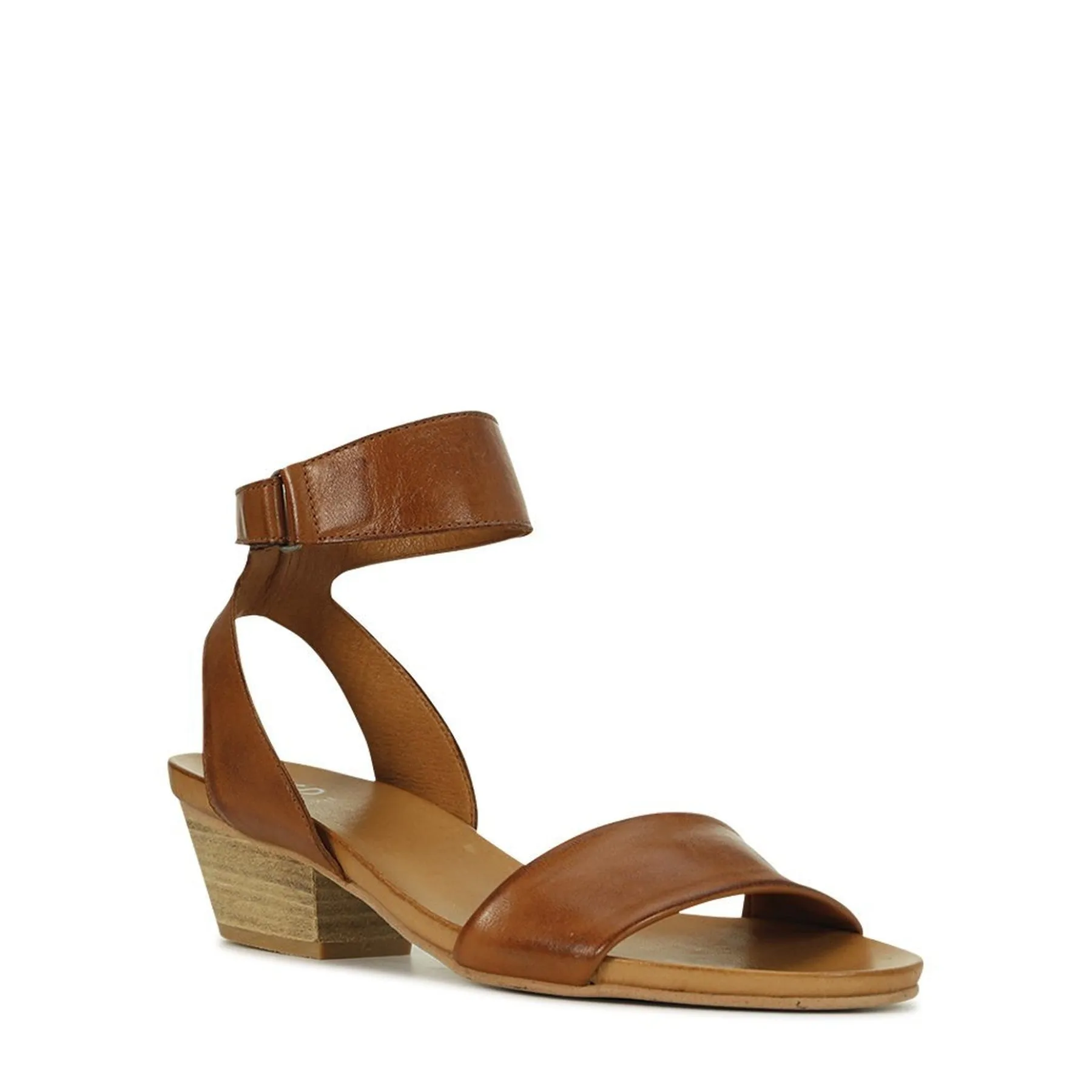 CUBO LEATHER WOODEN STACK HEEL SANDALS