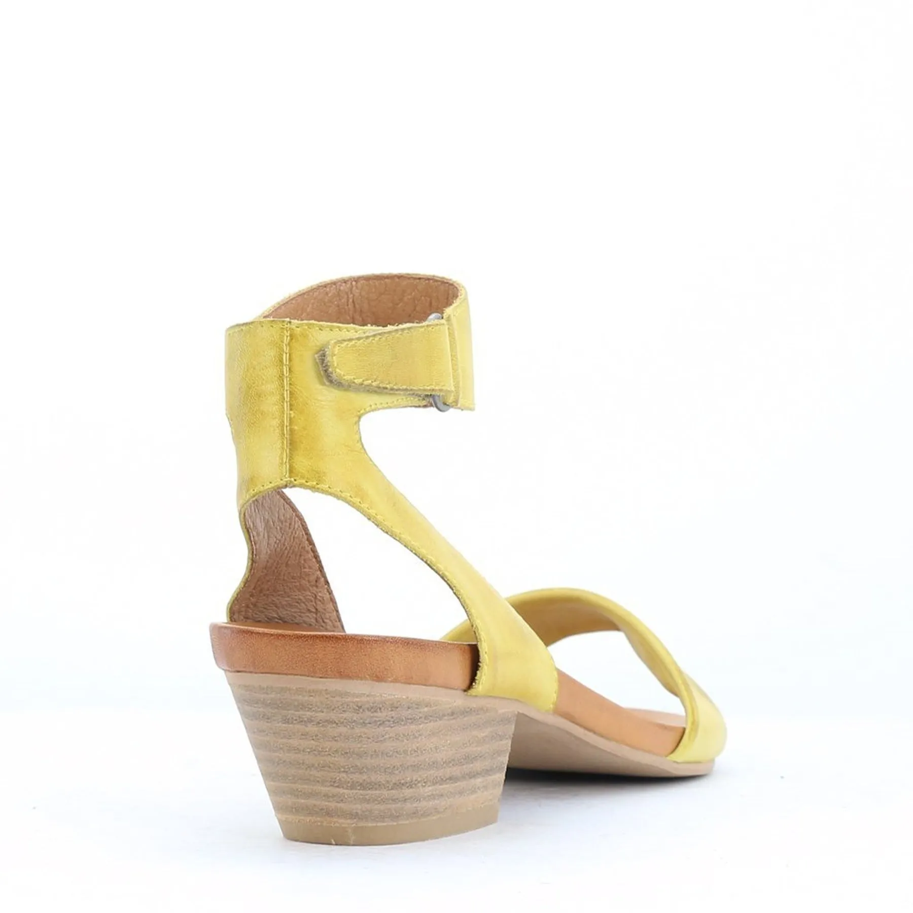 CUBO LEATHER WOODEN STACK HEEL SANDALS