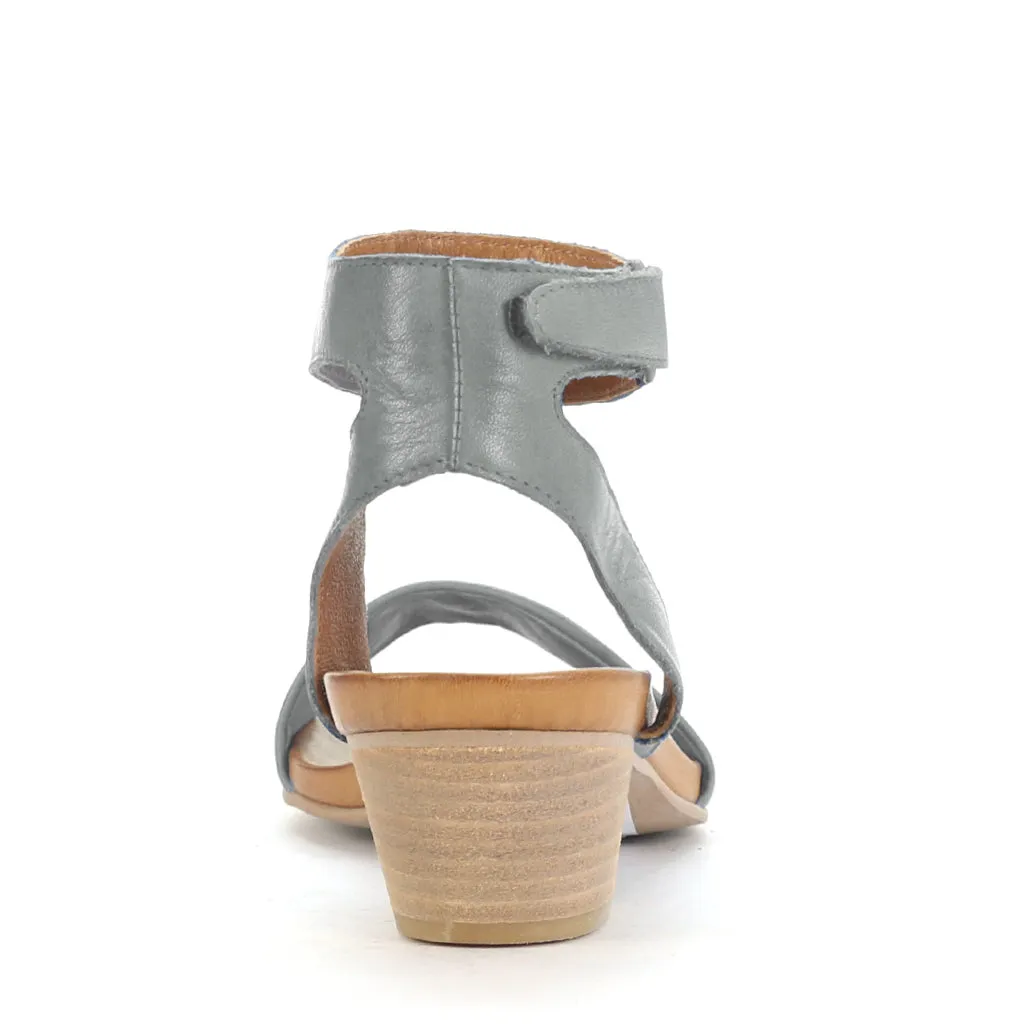 CUBO LEATHER WOODEN STACK HEEL SANDALS