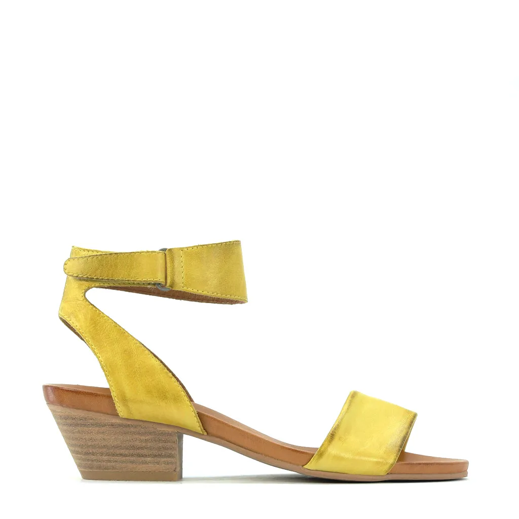 CUBO LEATHER WOODEN STACK HEEL SANDALS