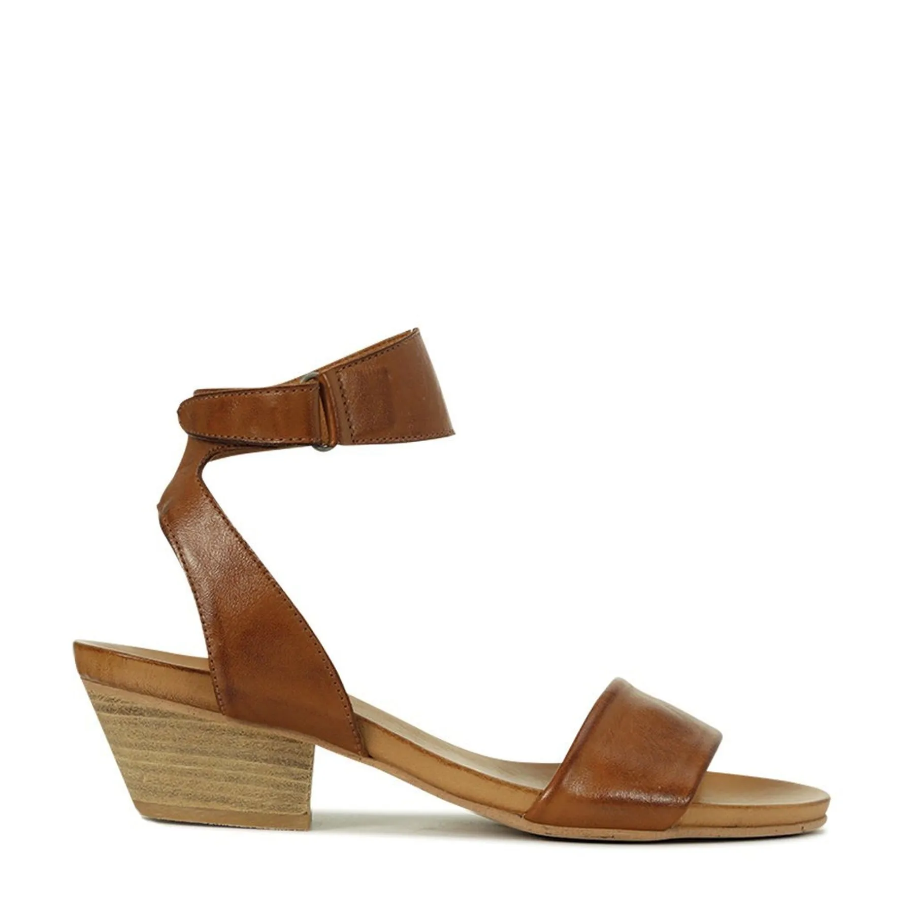 CUBO LEATHER WOODEN STACK HEEL SANDALS