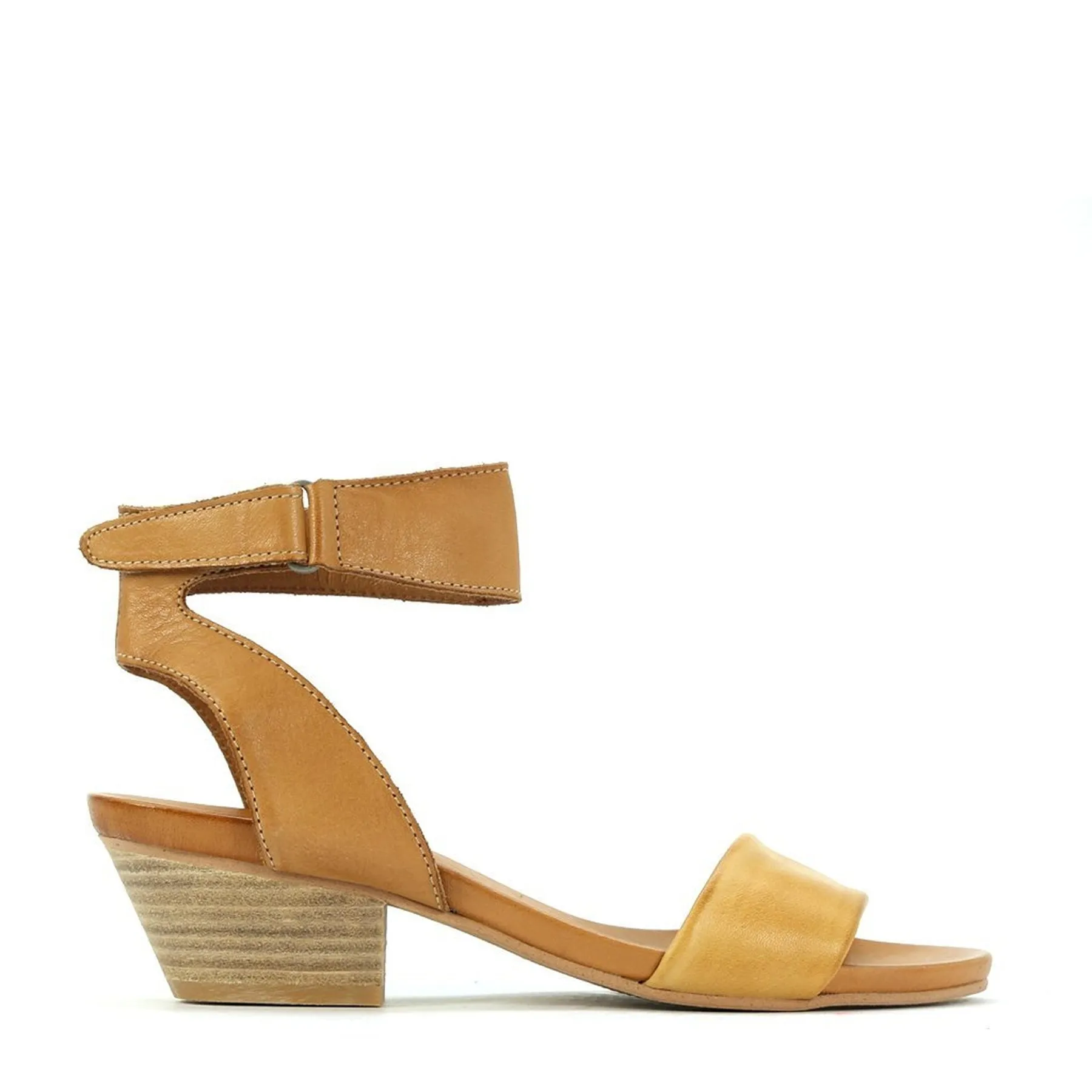 CUBO LEATHER WOODEN STACK HEEL SANDALS