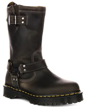 Dr Martens Anistone Hi Biker Boots In Grey