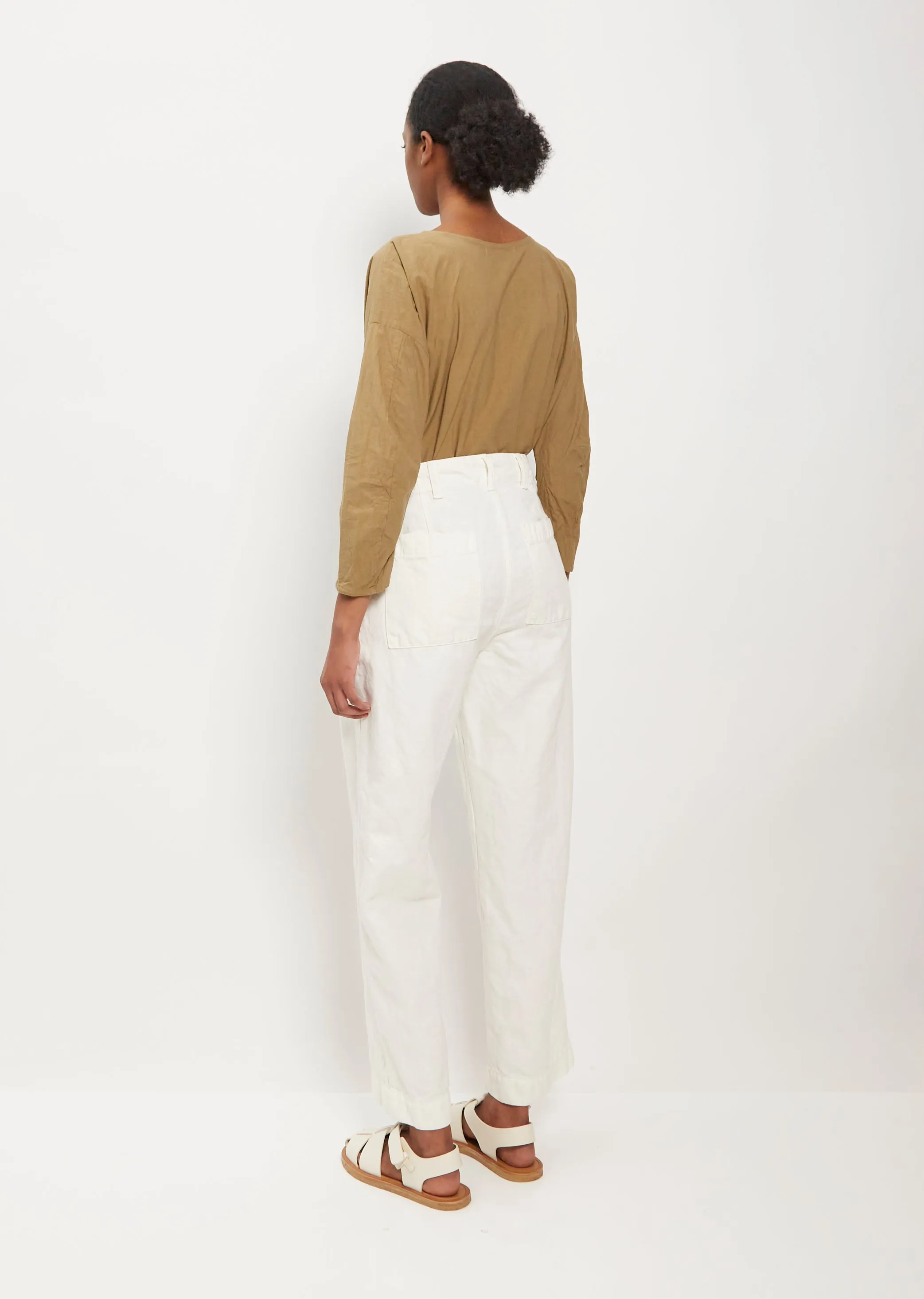 Drop Cotton Linen Blend Pants — Off White