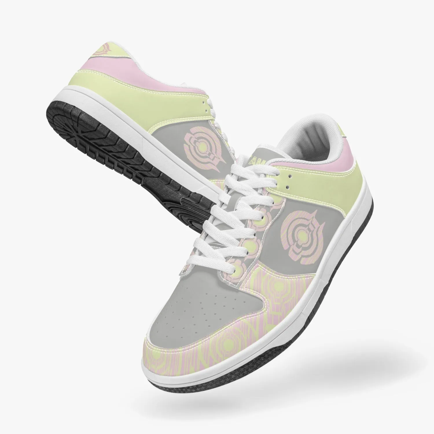 Dunk Stylish Low-Top Leather Sneakers Pink/Yellow