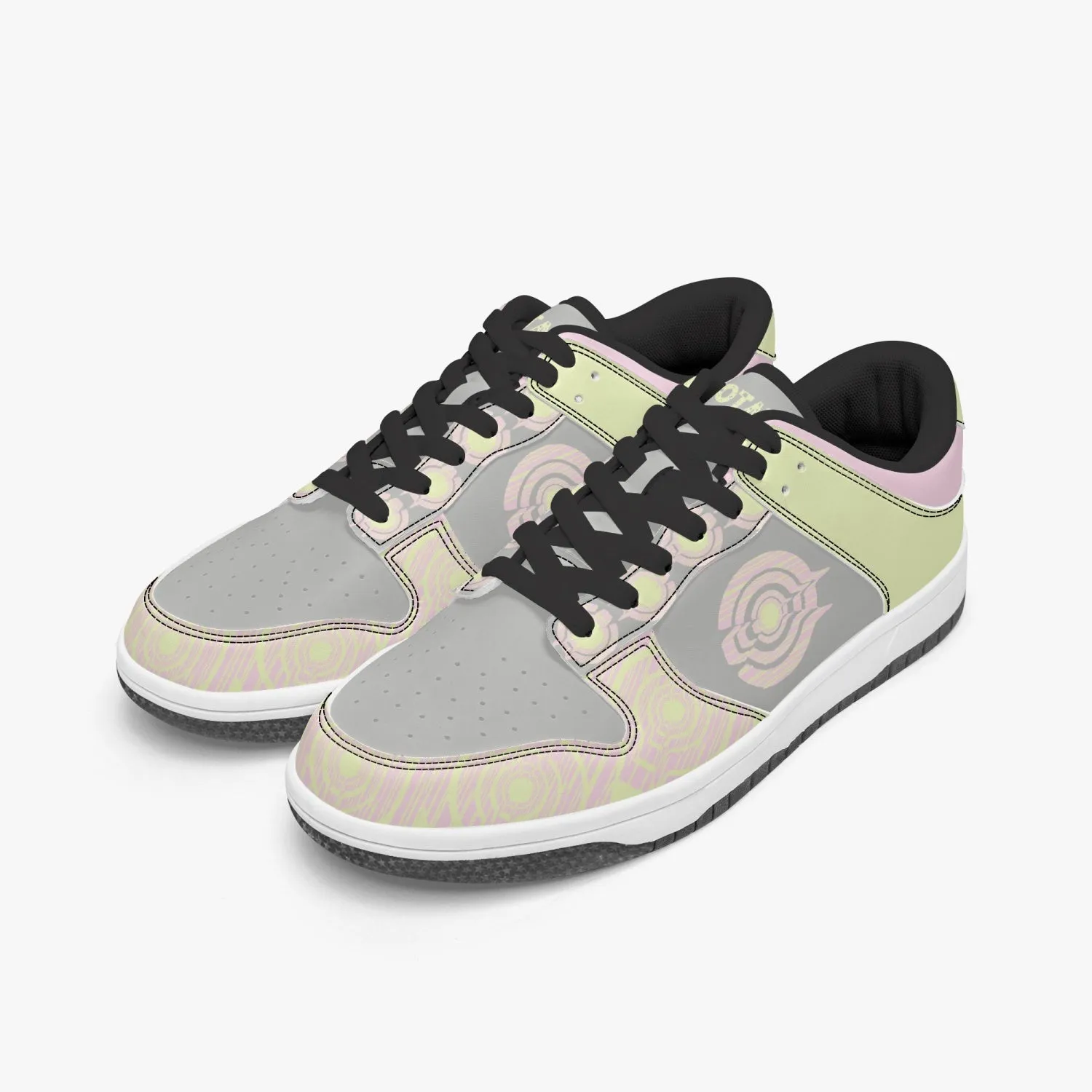 Dunk Stylish Low-Top Leather Sneakers Pink/Yellow