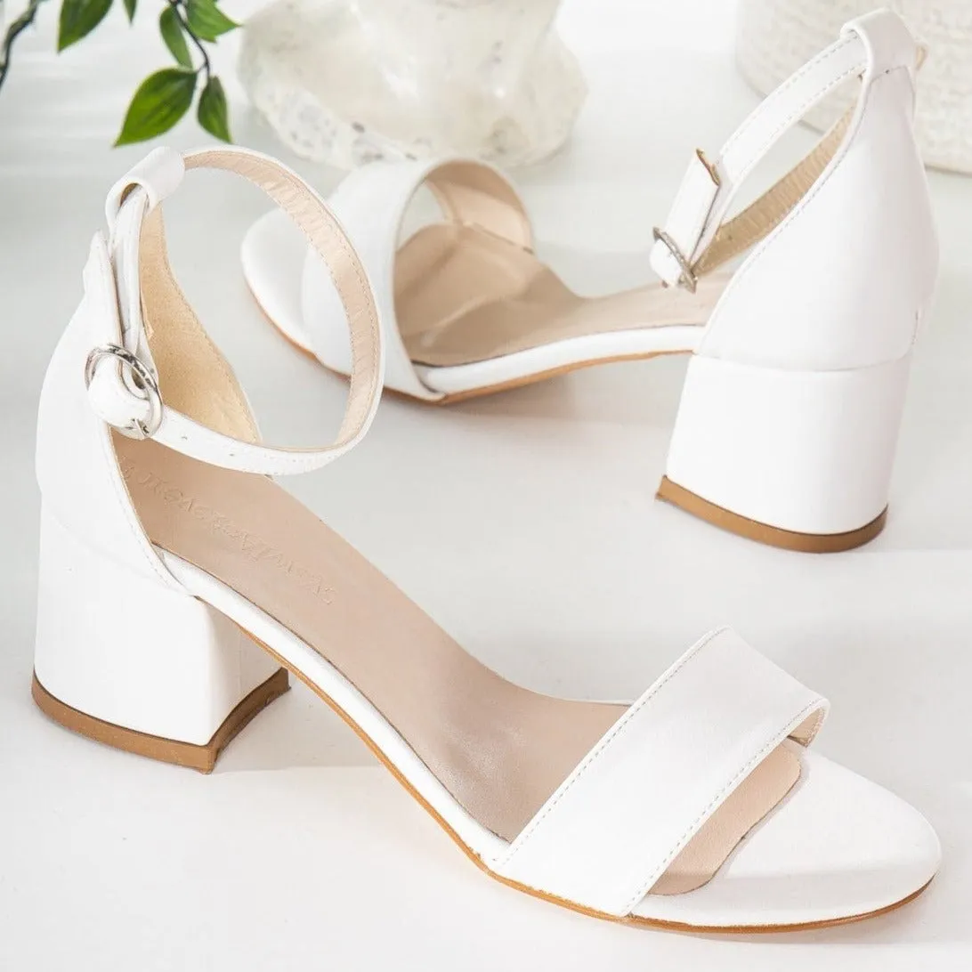 Ella - White Low Heels