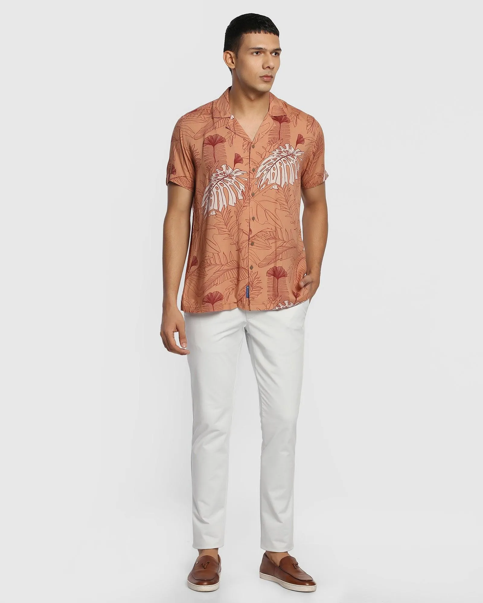 Formal Half Sleeve Rust Printed Shirt - Rein