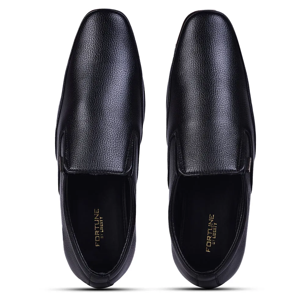 Fortune Black Formal Non Lacing Shoes For Men HOL-132E By Liberty