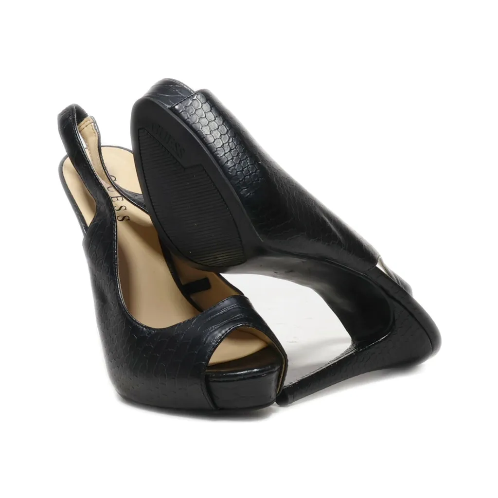 Guess Peep Toe Leather Black Colour For Women