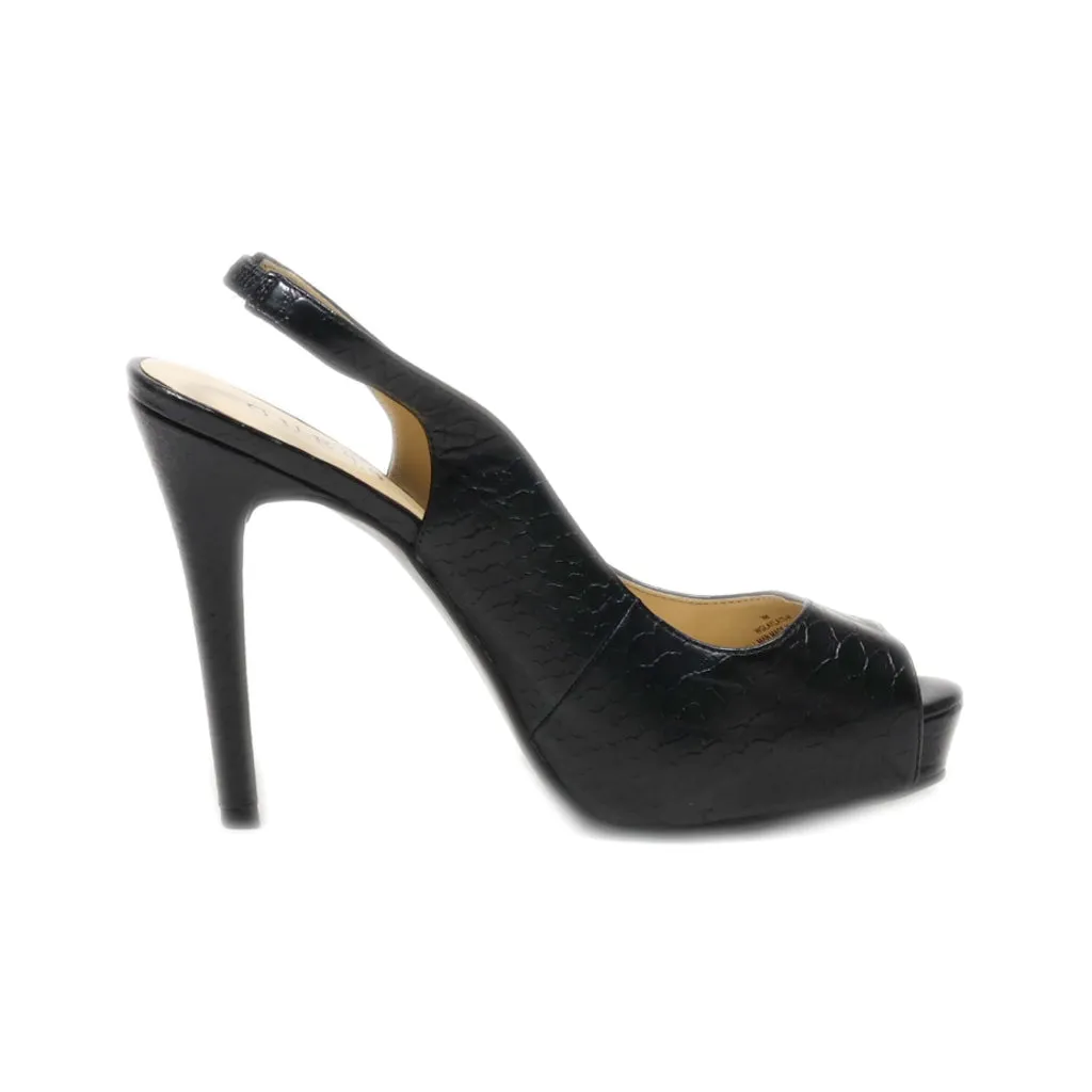 Guess Peep Toe Leather Black Colour For Women