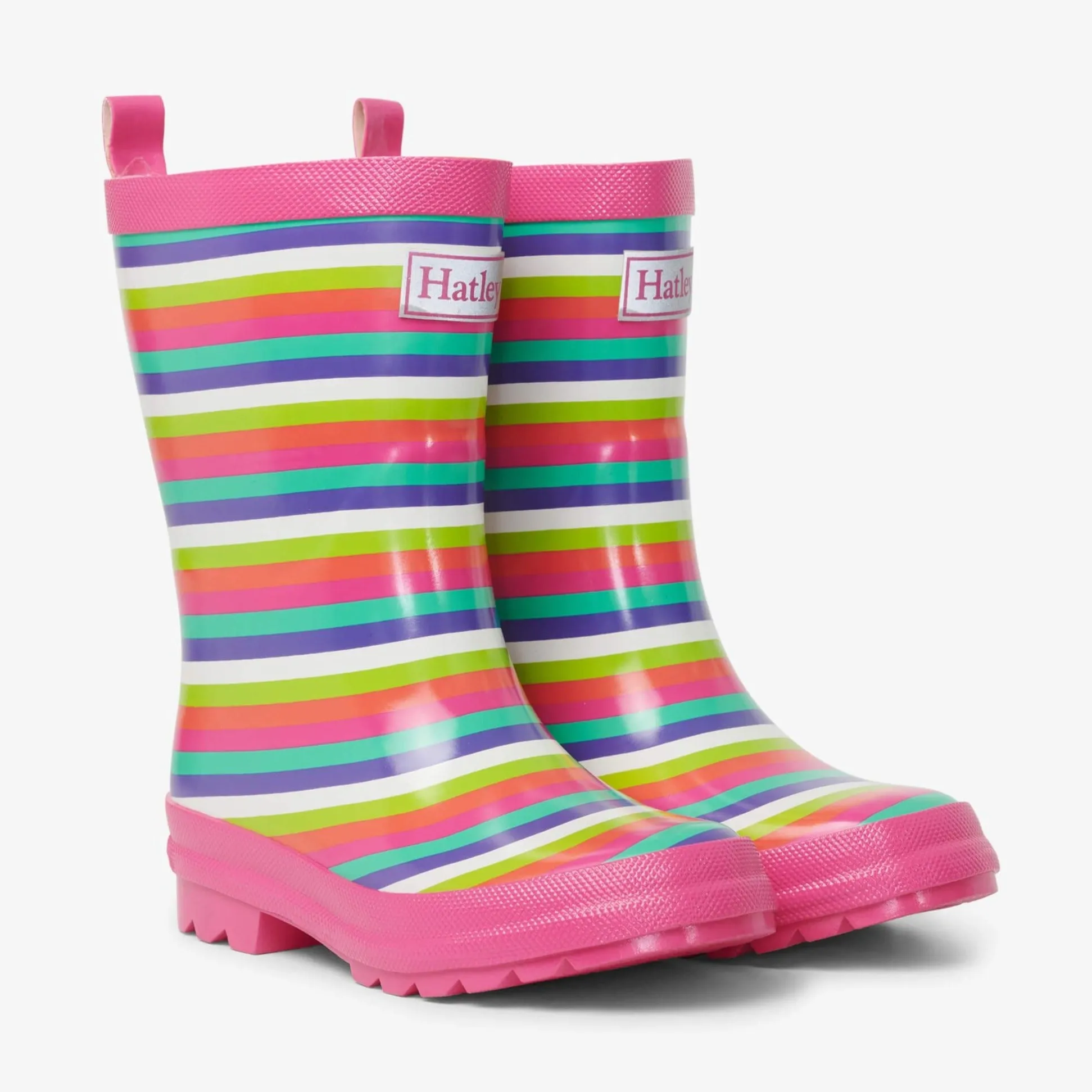 Hatley Rainbow Stripes Shiny Rain Boots