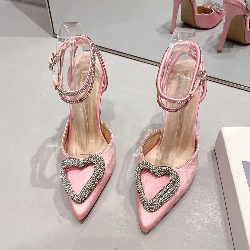 Heart-shaped Rhinestone Heels