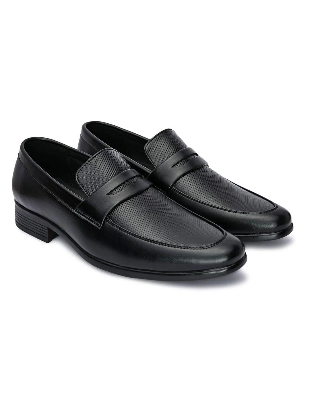 Hydes N Hues Men Black Solid Formal Loafers