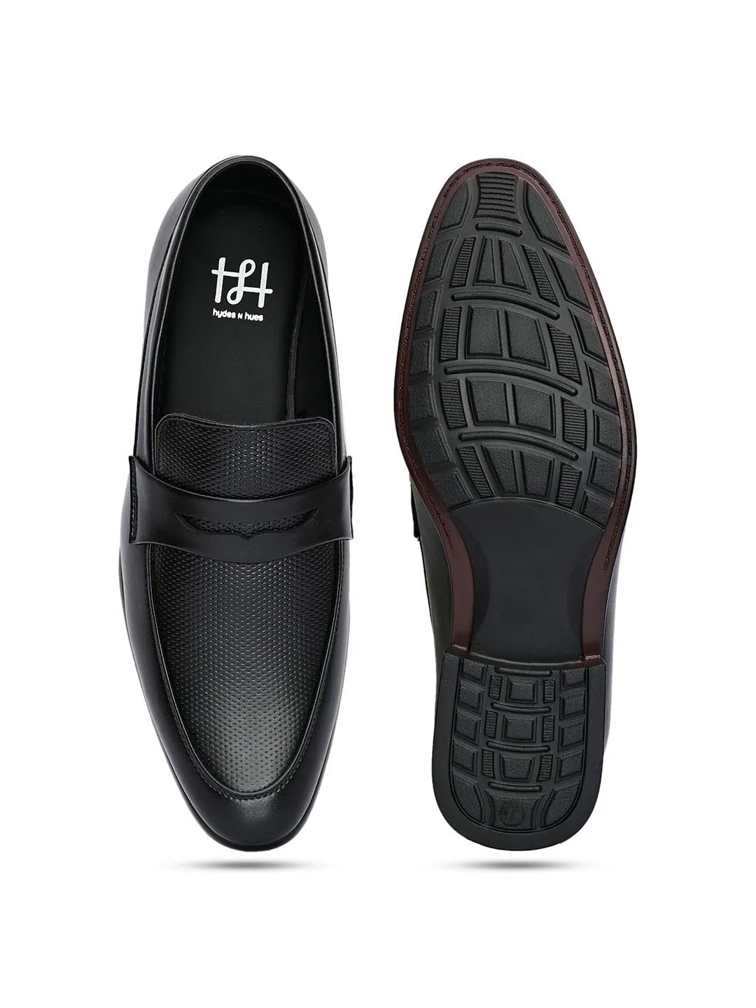 Hydes N Hues Men Black Solid Formal Loafers