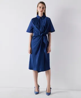 Ipekyol Satin Mix Midi Shirt Dress Navy Blue