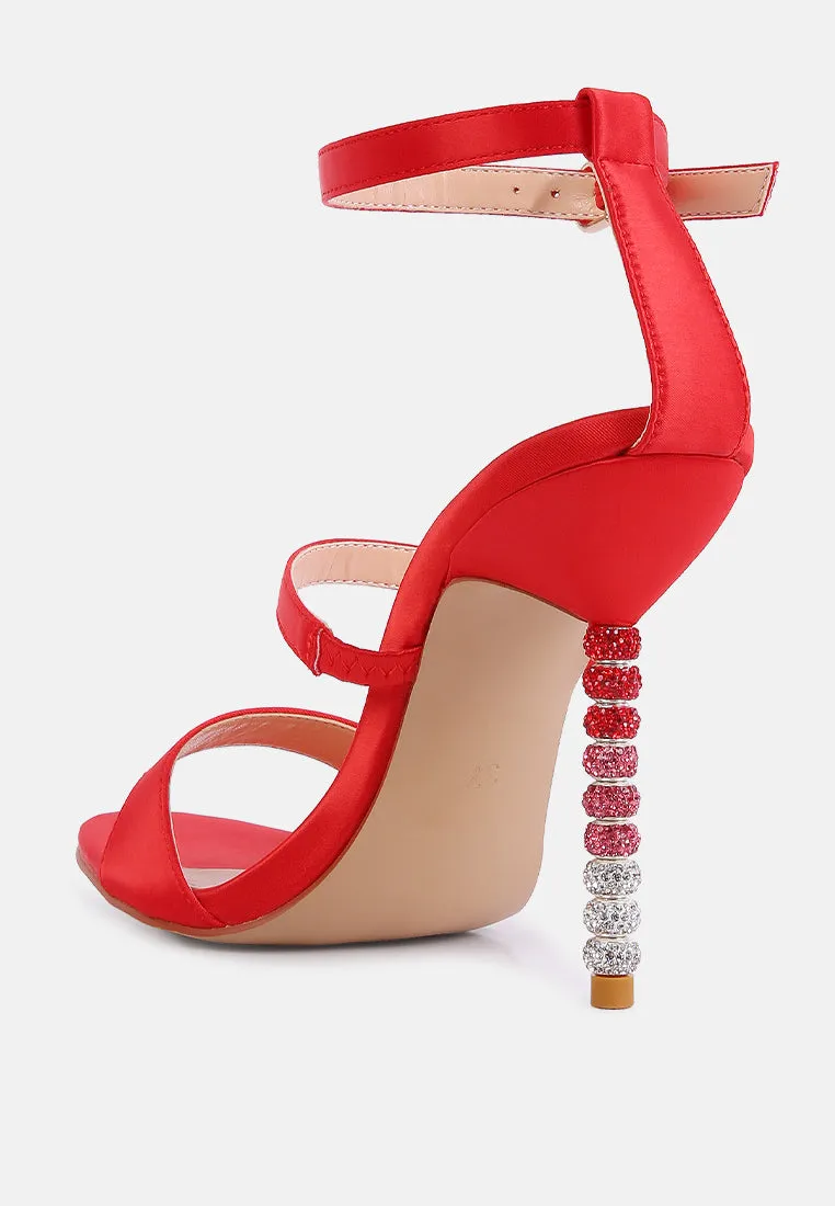 Lawsuit Rhinestone Ball Heel Satin Sandals