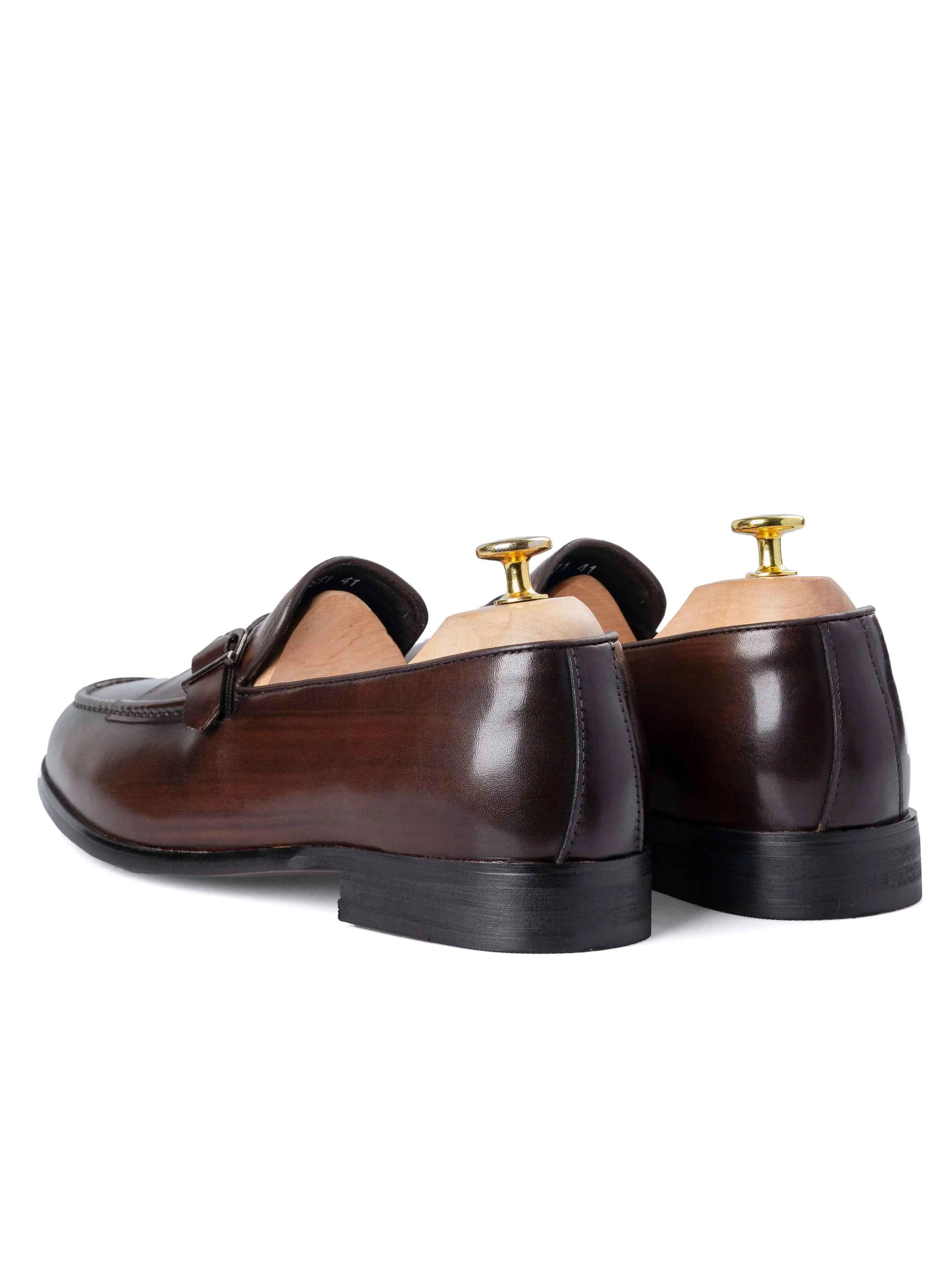 Leo Duo Strap Loafer - Coffee (Hand Painted Patina)