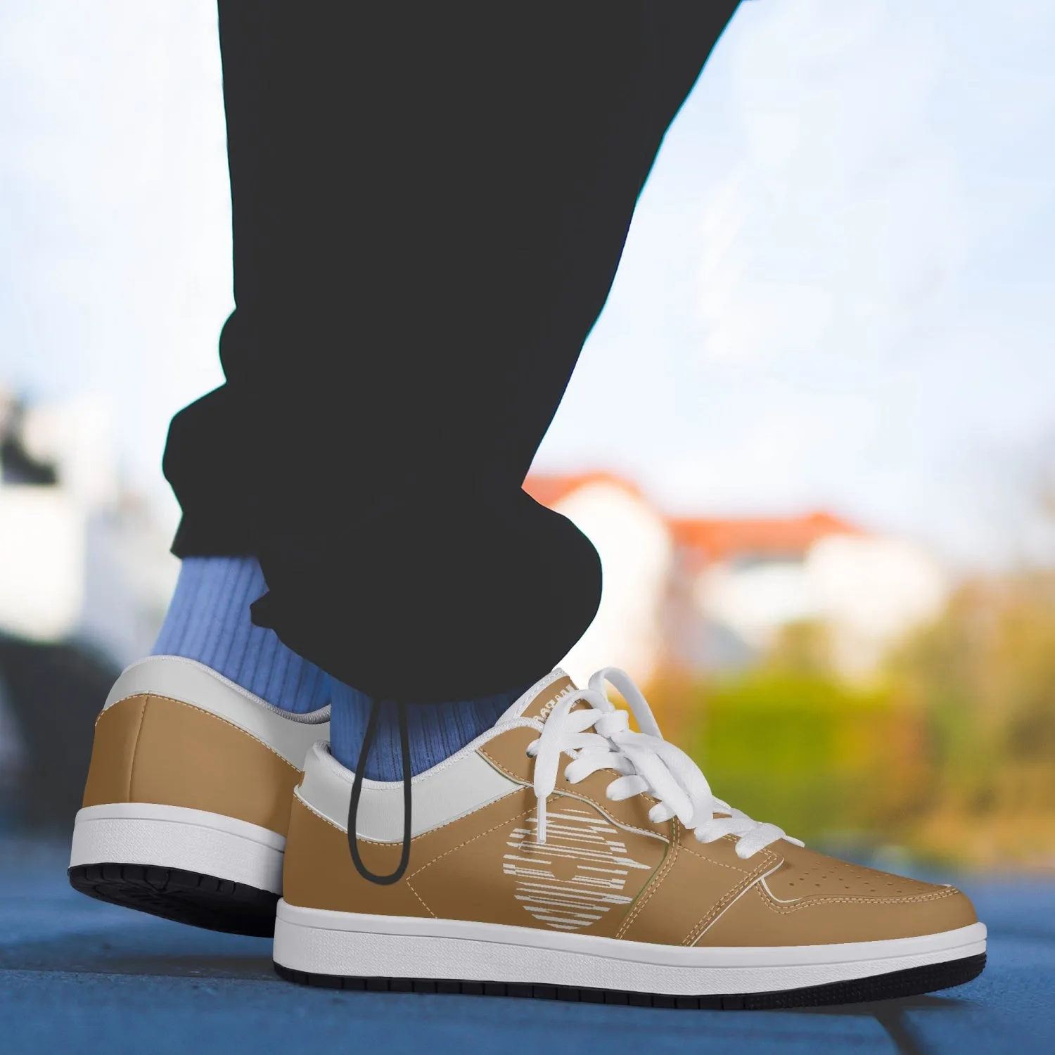 Low-Top Leather Sneakers - Orange/White