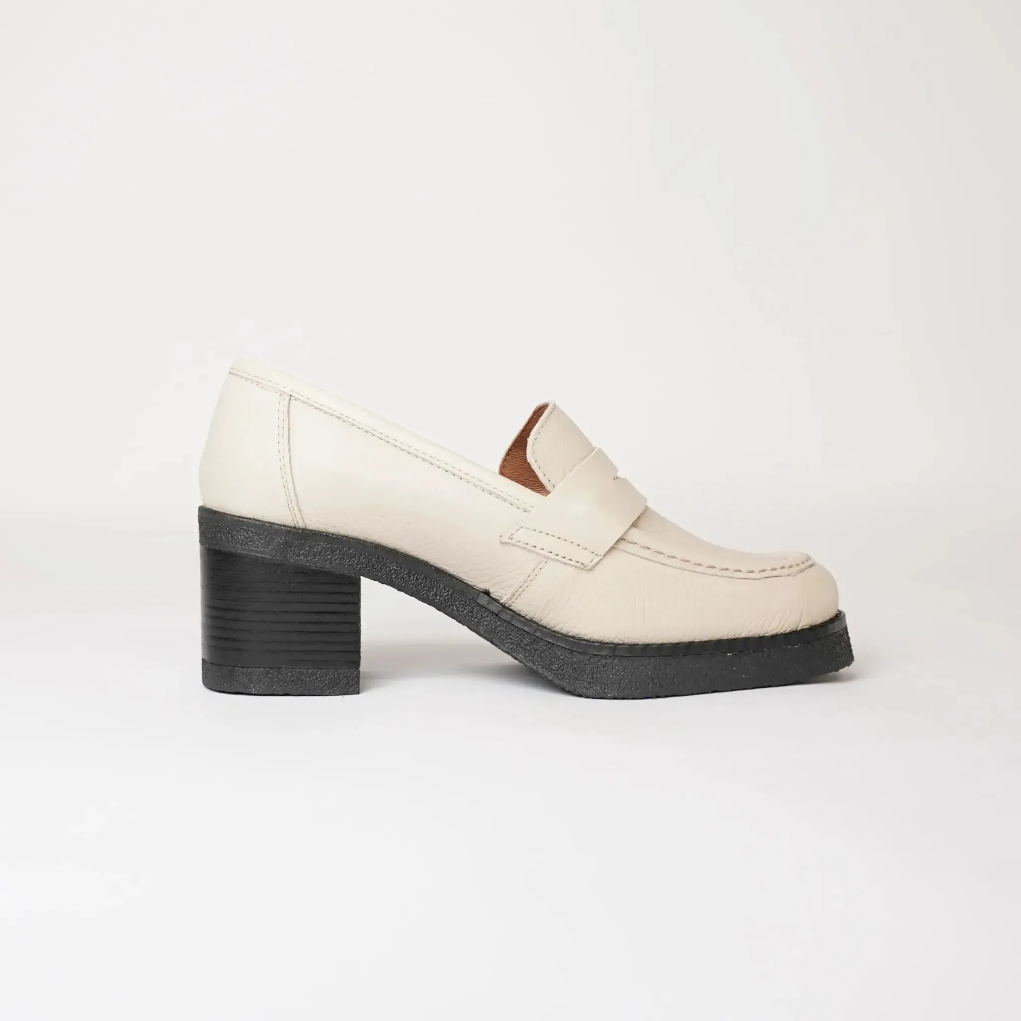 Maira Ivory Leather Loafers