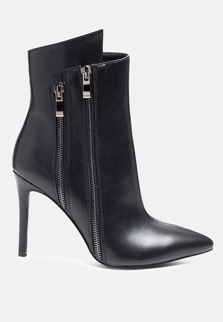 Marsale High Low Faux Leather Stiletto Boots