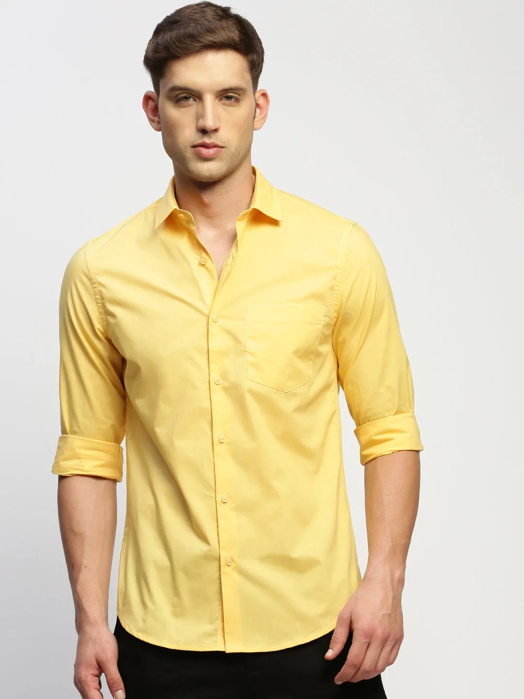 Men Yellow Solid Shirt