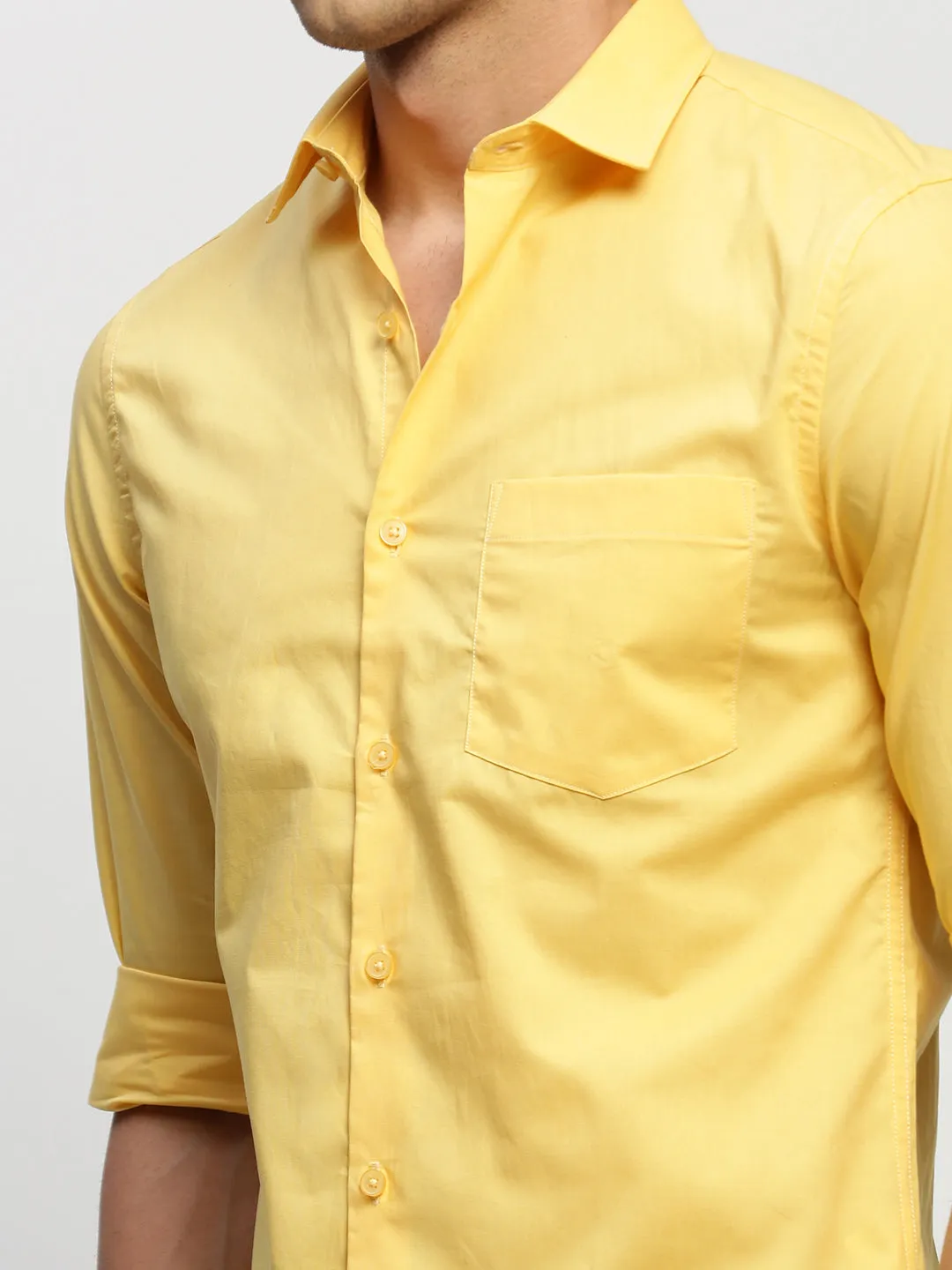 Men Yellow Solid Shirt