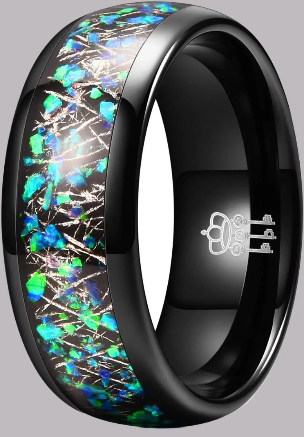 Mens Womens Tungsten Rings 8Mm 4Mm Galaxy Series Created-Opal Inlay Wedding Bands