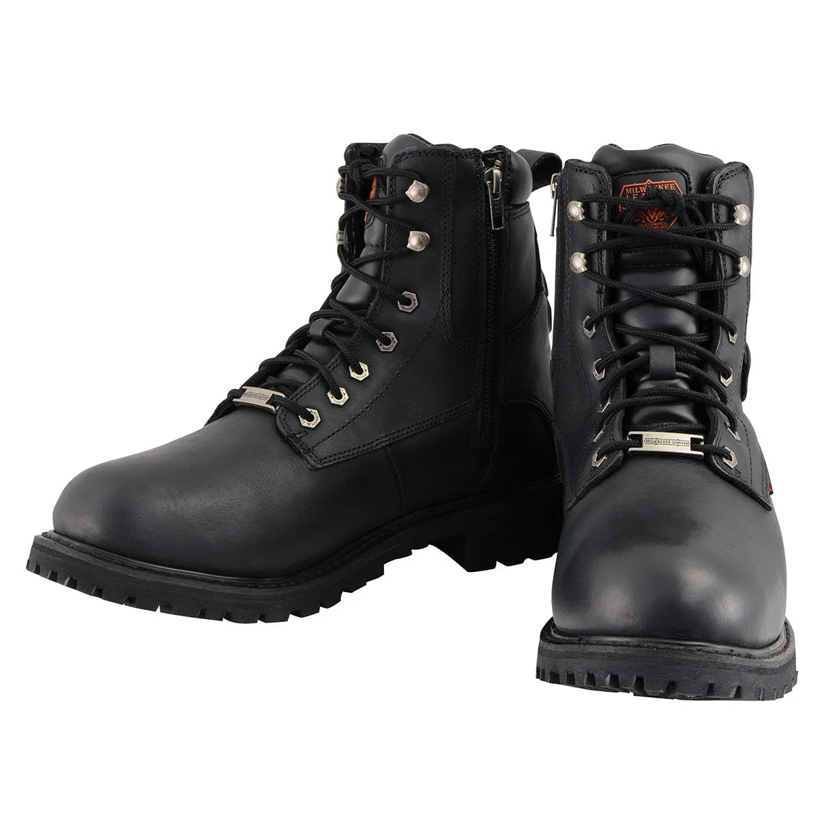 Milwaukee Leather Men's Black Leather Wide Width 6-Inch Lace-Up Logger