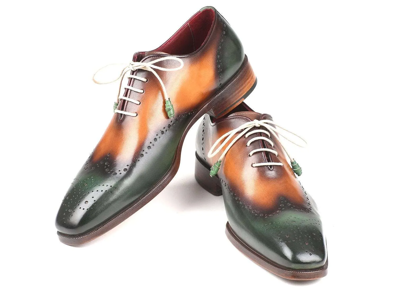 Paul Parkman Green & Camel Leather Wingtip Oxfords