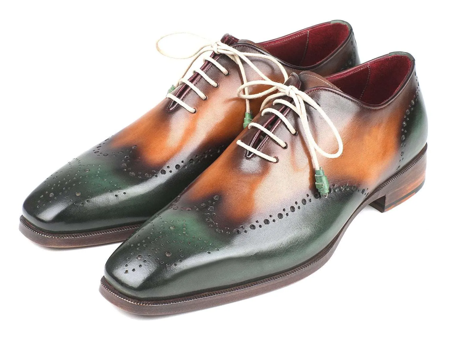 Paul Parkman Green & Camel Leather Wingtip Oxfords