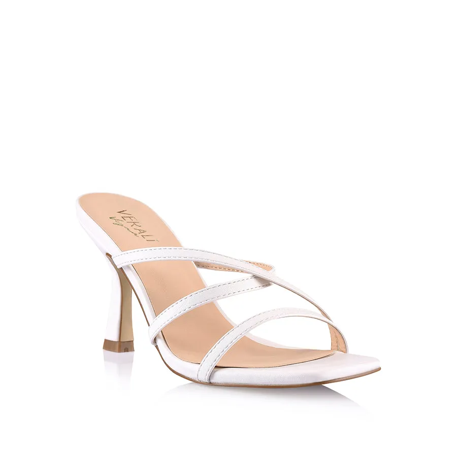 Peanut Strappy Mules - White Smooth