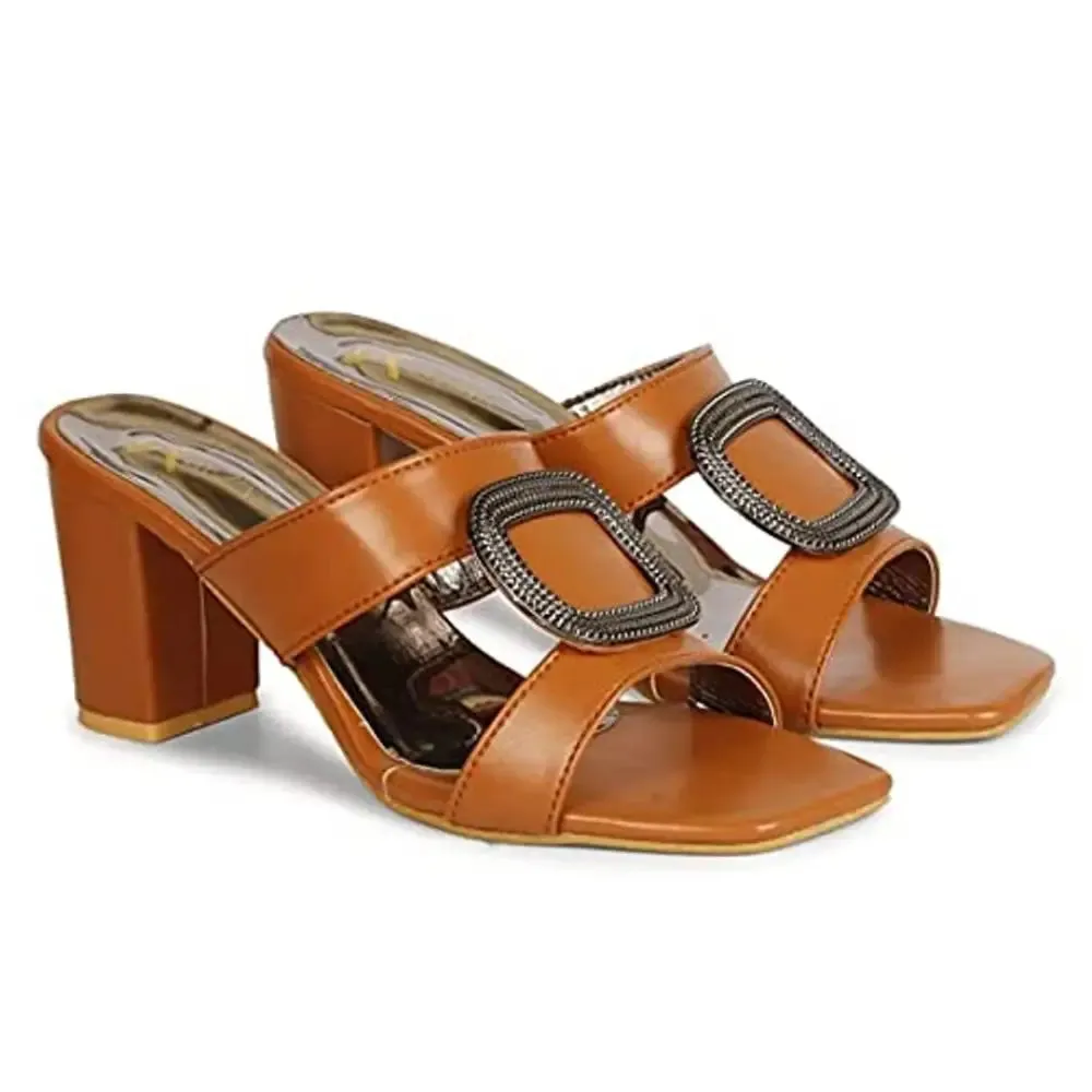 R DEZINO Synthetic Leather, Comfortable and Stylish heel slip-on sandal